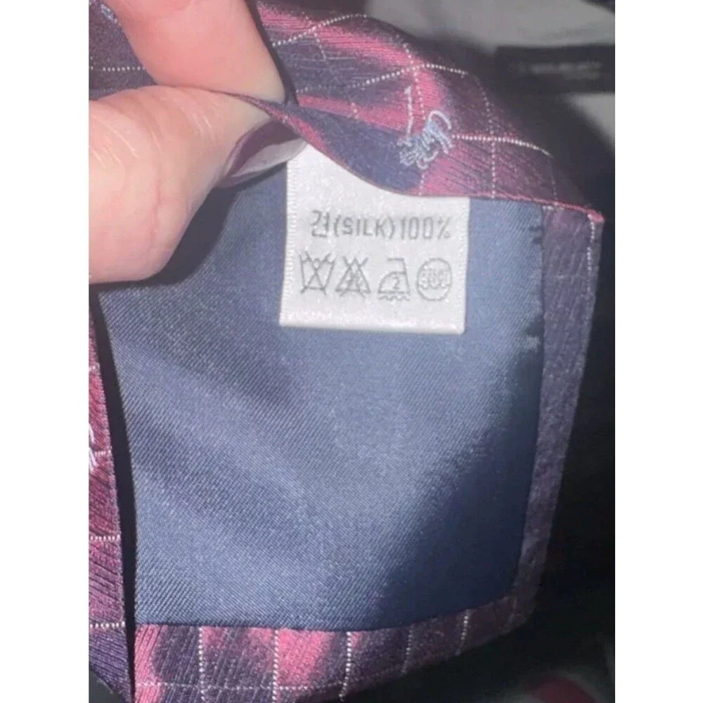 Aquascutum London Vtg 80s 90s 100% Silk Tie Burgundy Equestrian Polo Licensed